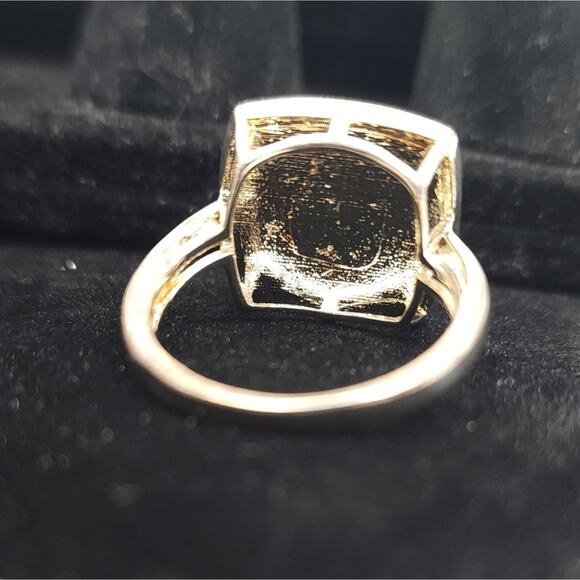 Princess Cut Champagne & Cubic Zirconia Rose Gold Ring Gift Silver Womens Size 7 - Picture 4 of 11